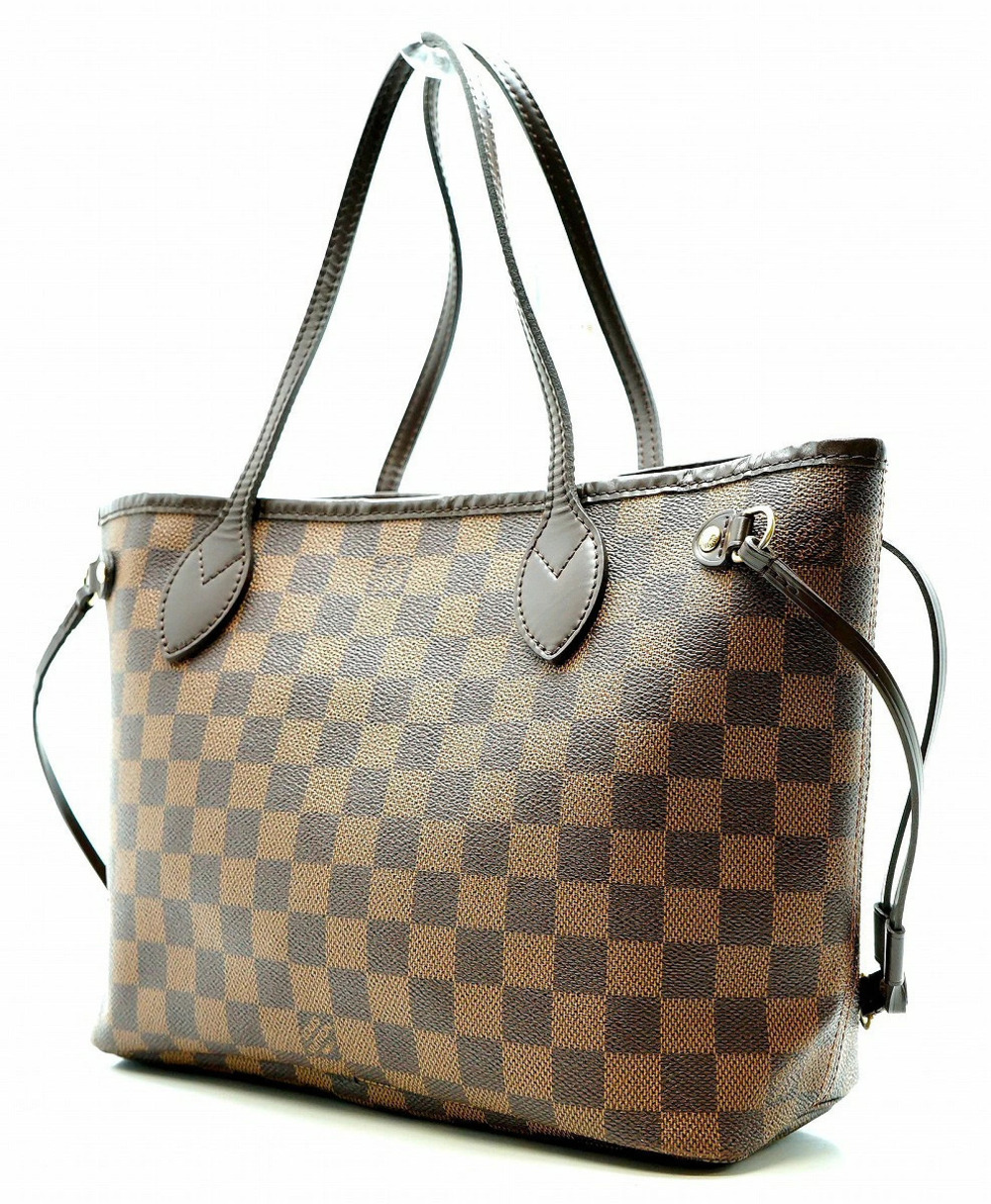 Louis Vuitton Tote Damier Handbag Bag Neverfull Shoulder Brown